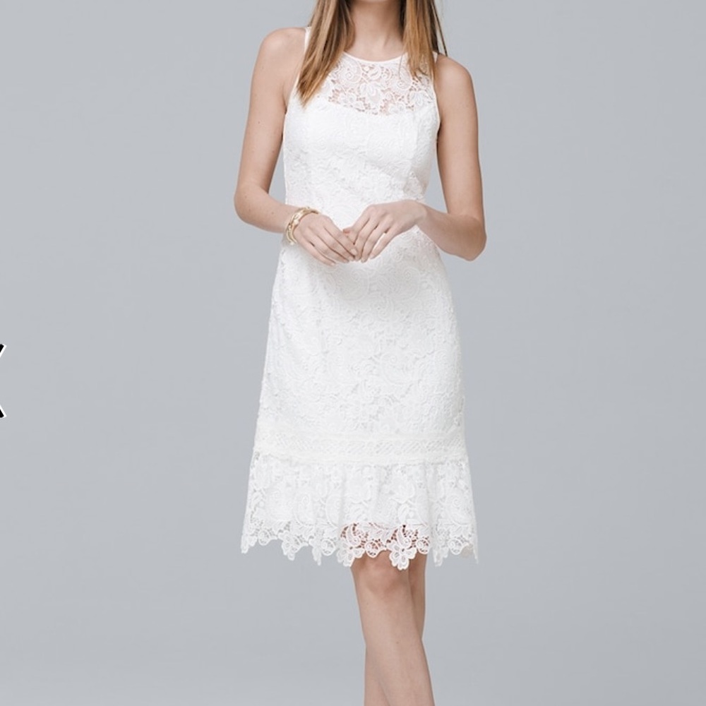 White House Black Market white lace shift dress